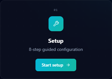 Step 01 card on the Veri-Tune overview: Setup, multi-step guided configuration