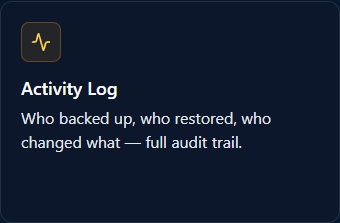Activity Log workflow card on the /vault overview